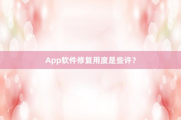 App软件修复用度是些许？